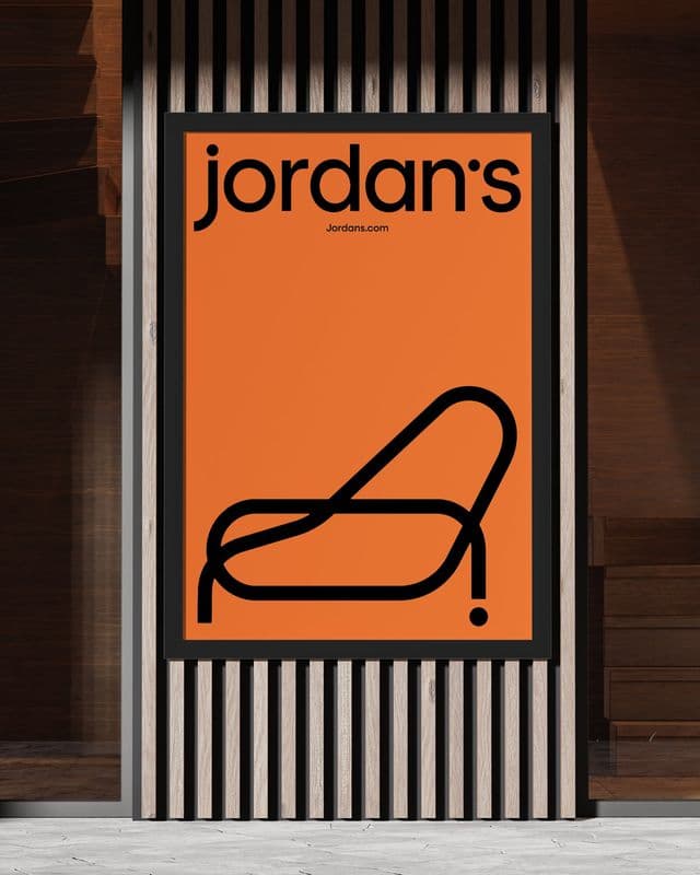 Untouched since the 1980s, Jordan’s Furniture gets a sleek rebrand with ergonomic icons