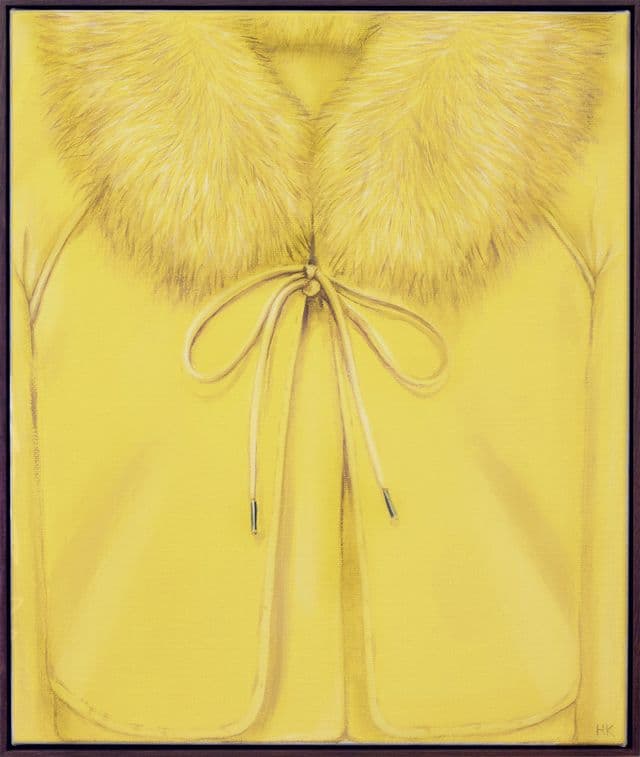 Hannah Knox’s paintings of collars, zips and buttoned up cardigans tell stories about the human condition
